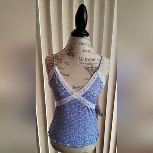 Wild Love Blue Cami w/ White Lace Trim